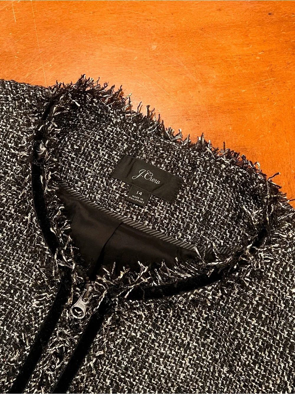 J.Crew Women’s Lady Jacket Sparkling Constellation Tweed 14‎ Gray Black Velvet